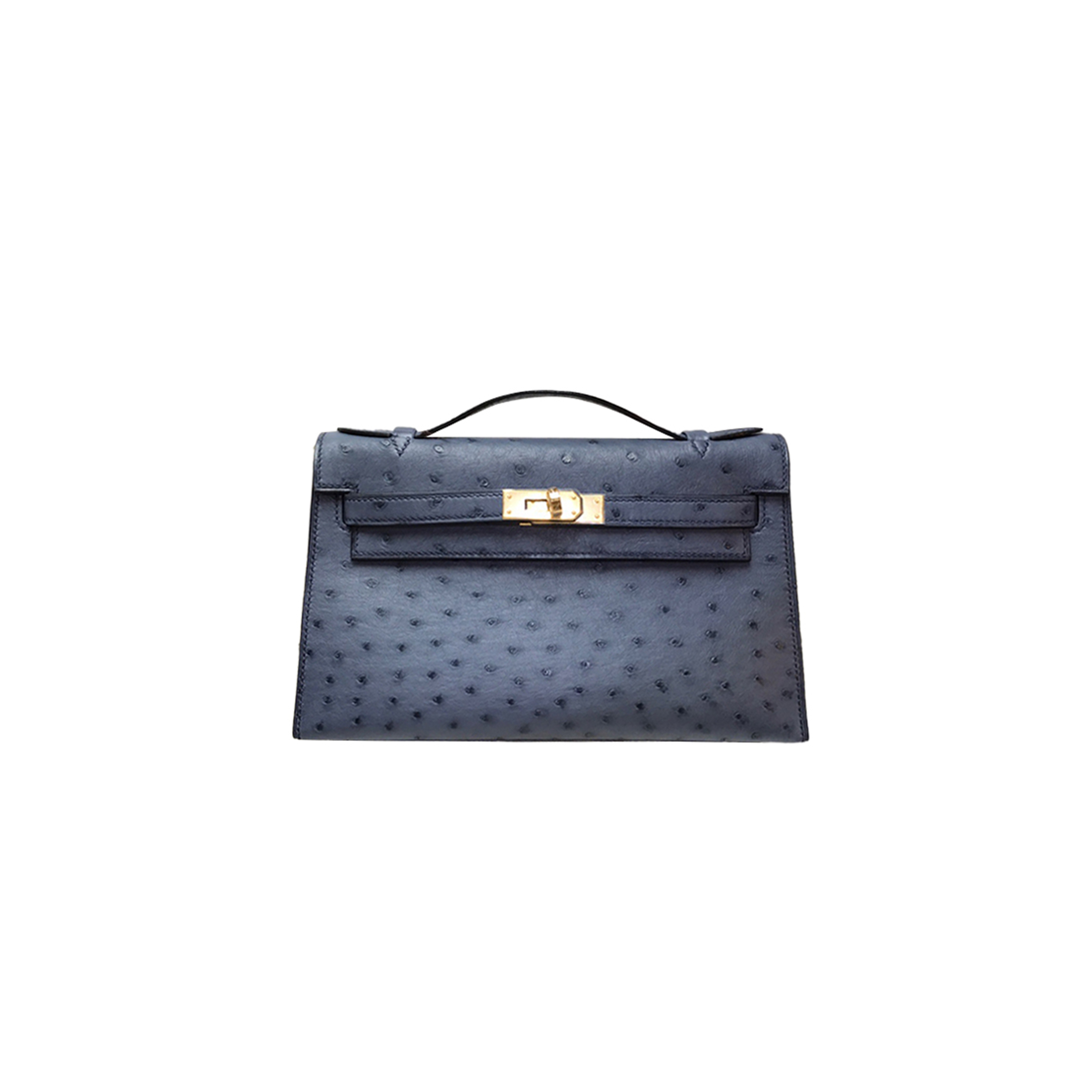 H**mes master ostrich kelly pochette bleu roi (22*14*7cm)